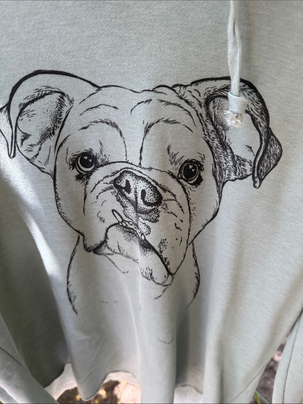 Sage Green Pug Dog Graphic Hoodie for Women